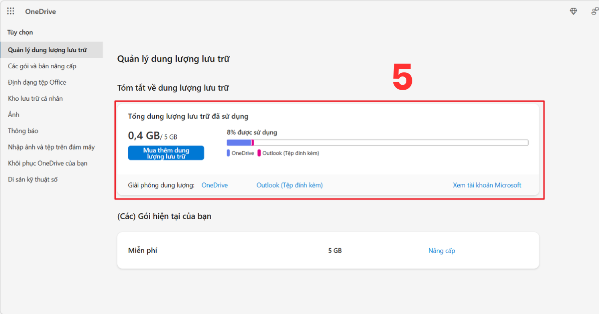 Cách kiểm tra dung lượng onedrive