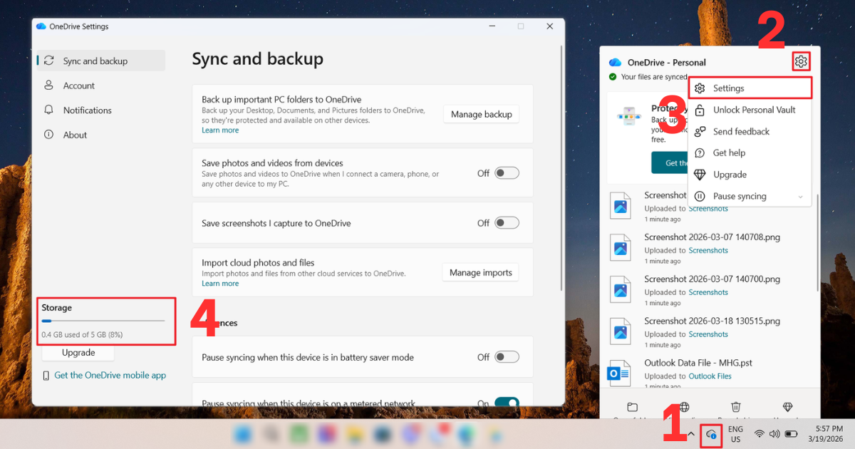 Cách kiểm tra dung lượng onedrive