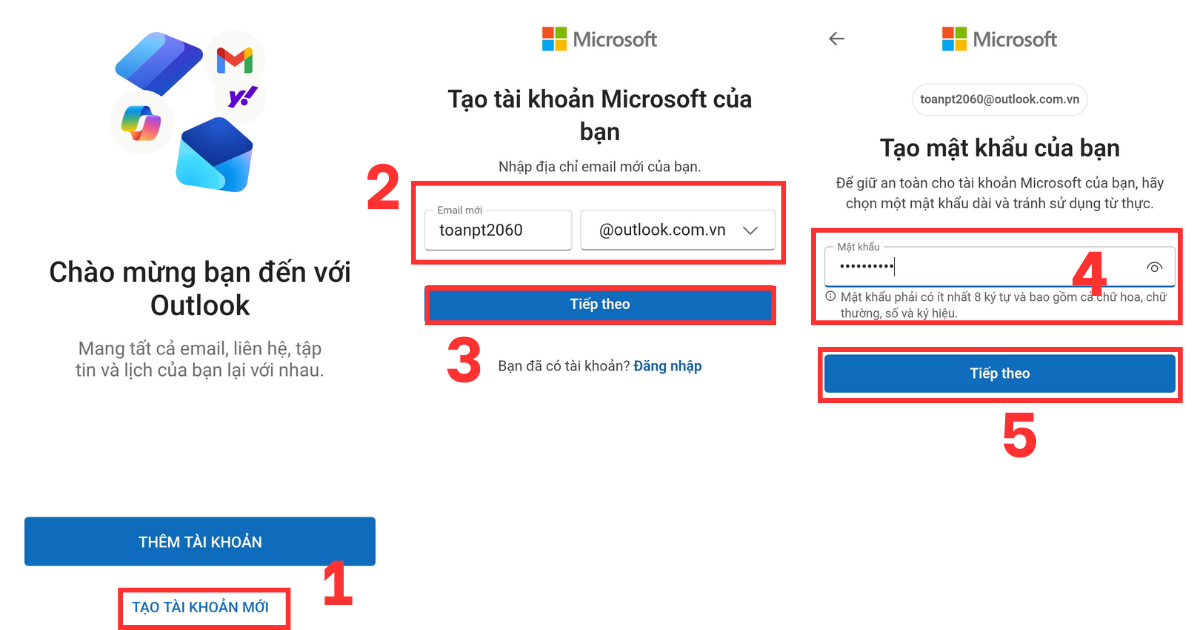 Cách tạo tài khoản Outlook