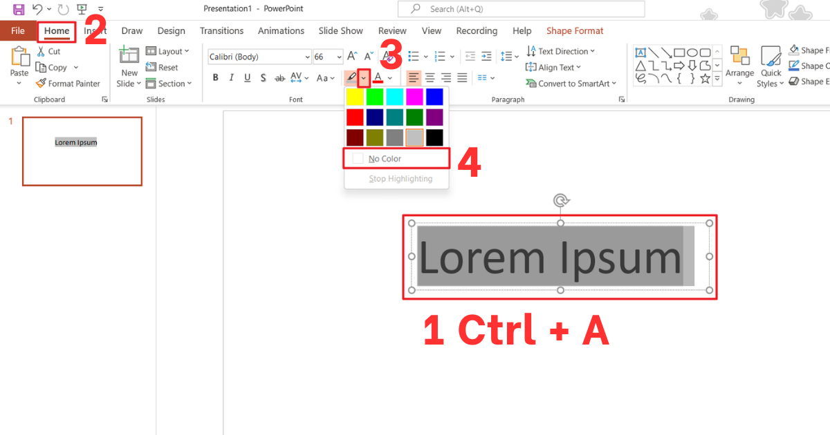 Cách xóa nền chữ trong PowerPoint