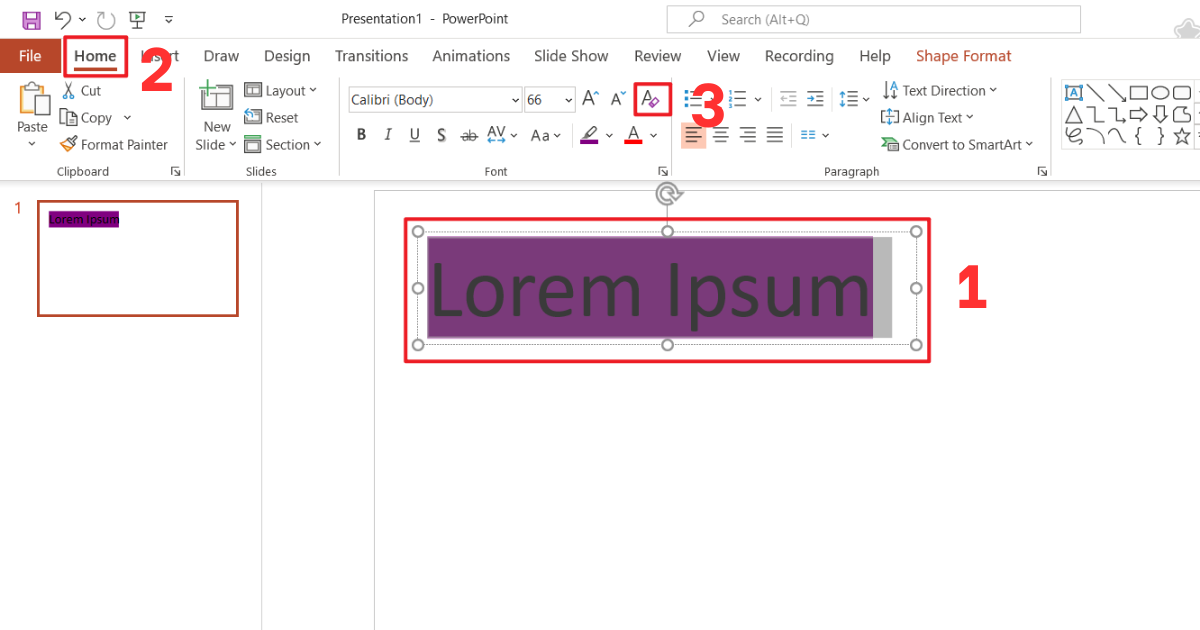 Cách xóa nền chữ trong PowerPoint