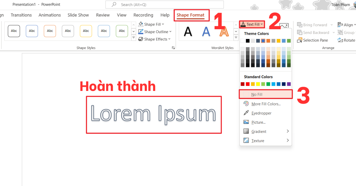Cách xóa nền chữ trong PowerPoint