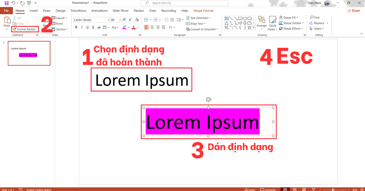 Cách xóa nền chữ trong PowerPoint