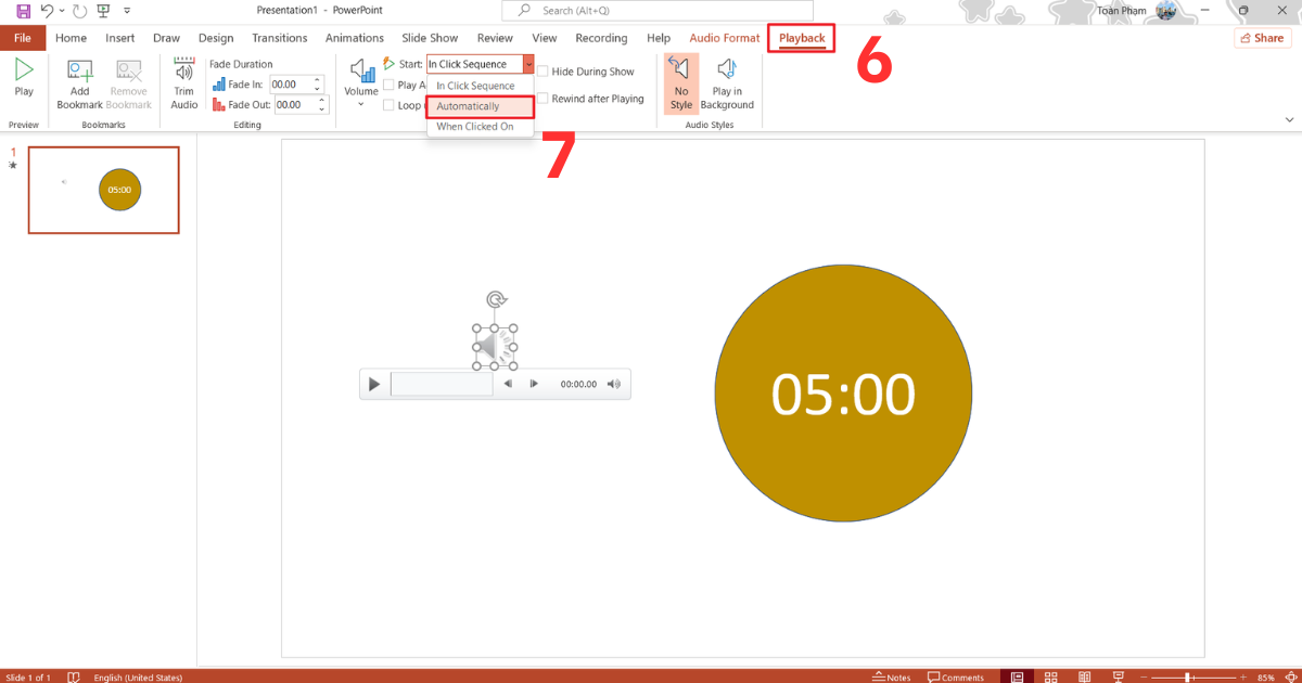 Đồng hồ đếm ngược trong PowerPoint