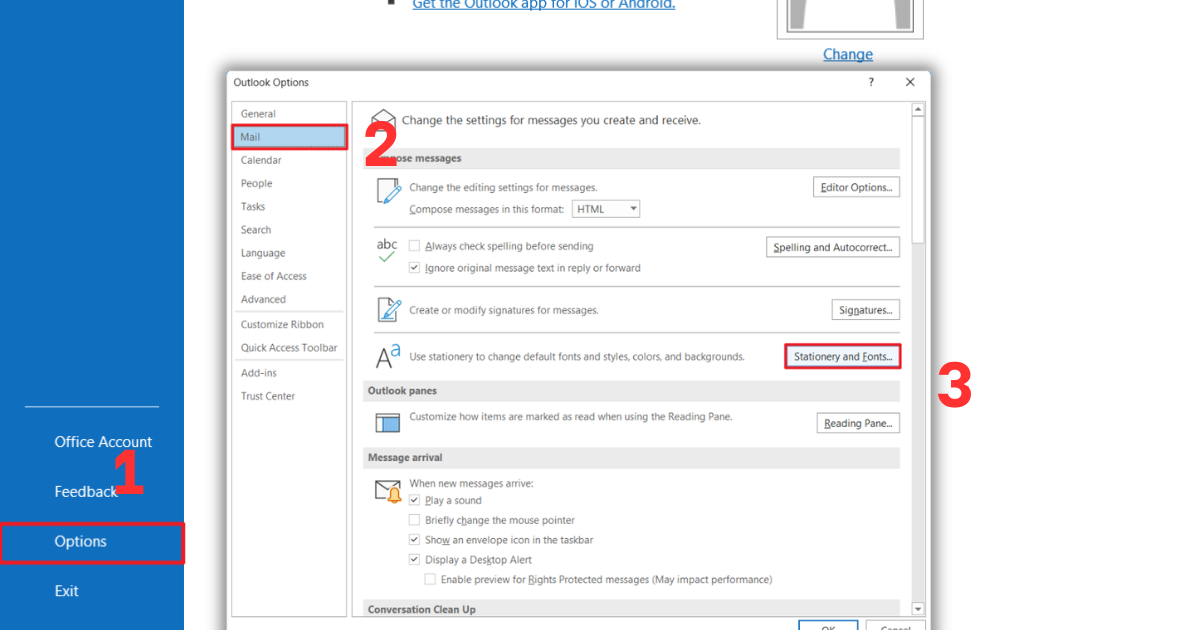 Lỗi cách chữ trong Outlook