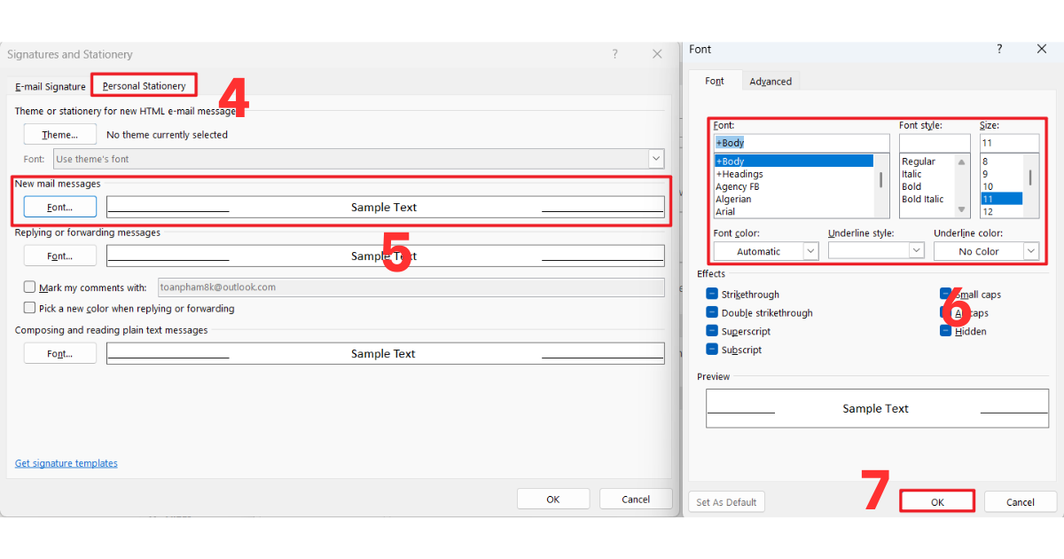 Lỗi cách chữ trong Outlook