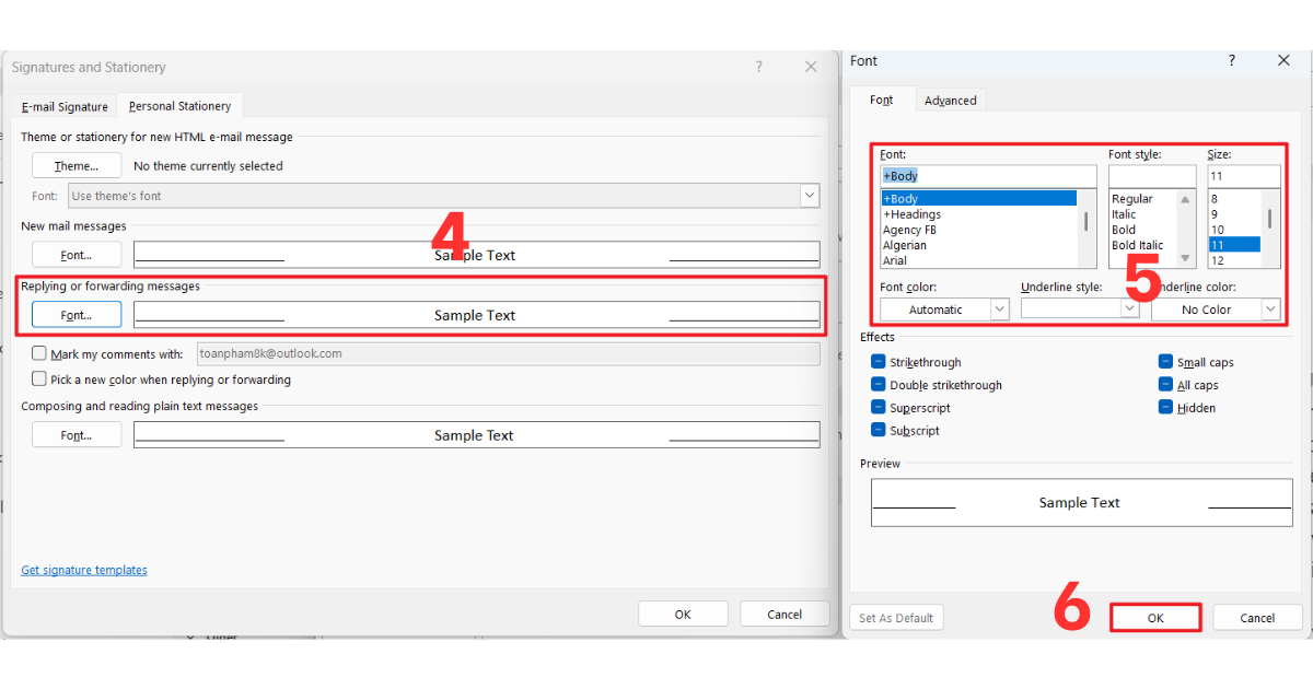 Lỗi cách chữ trong Outlook