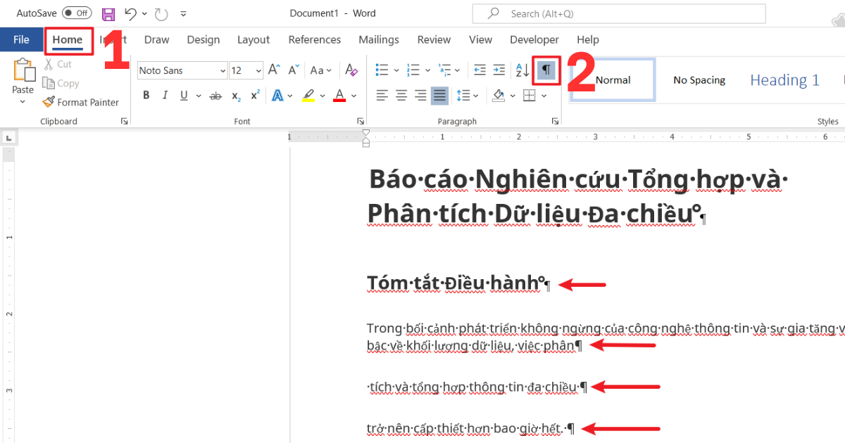 Tắt chữ p ngược trong word