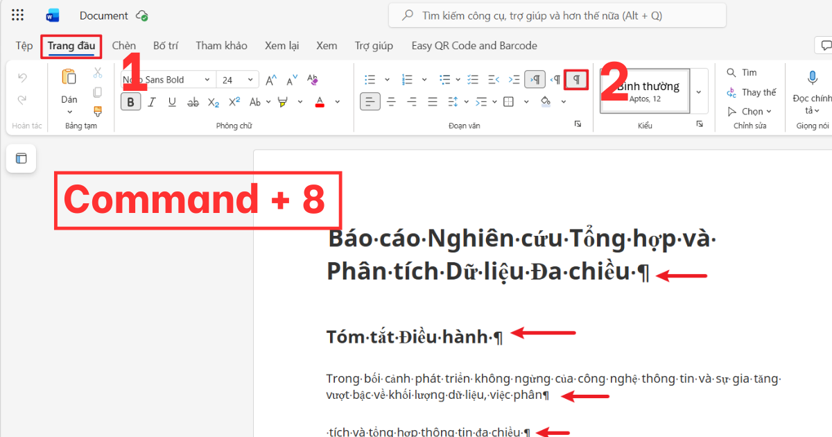 Tắt chữ p ngược trong word