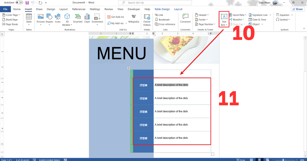 Thiết kế menu trong word