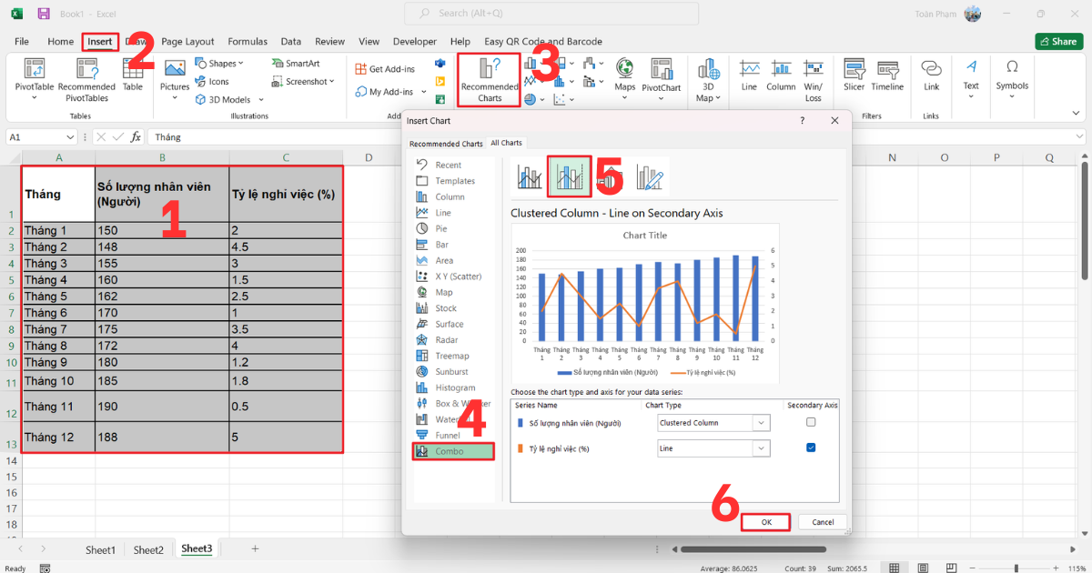 Biểu đồ nhân lực trong Excel Biểu đồ nhân lực trong Excel