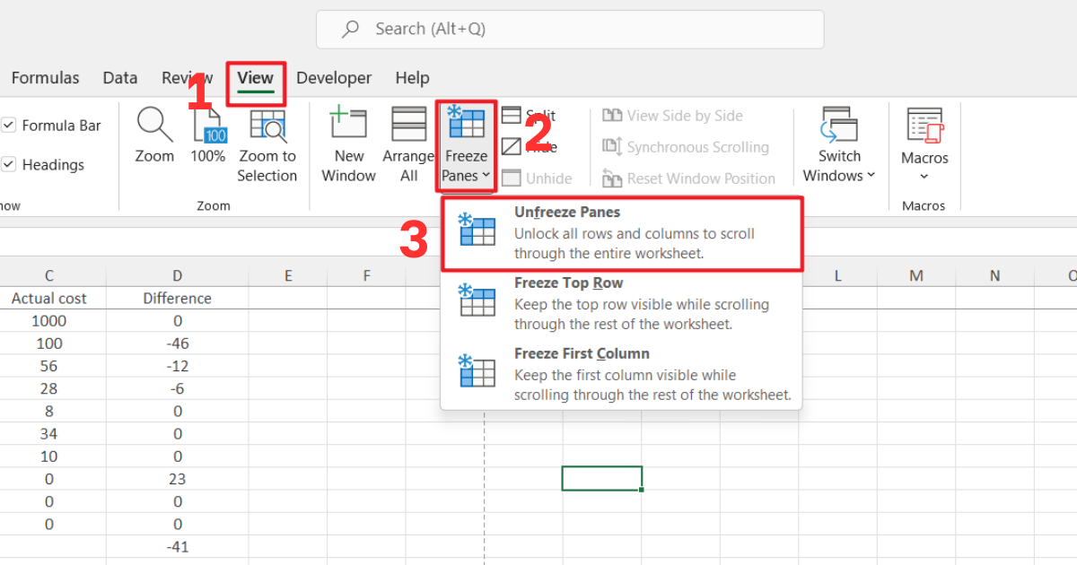Cách cố định dòng trong Excel