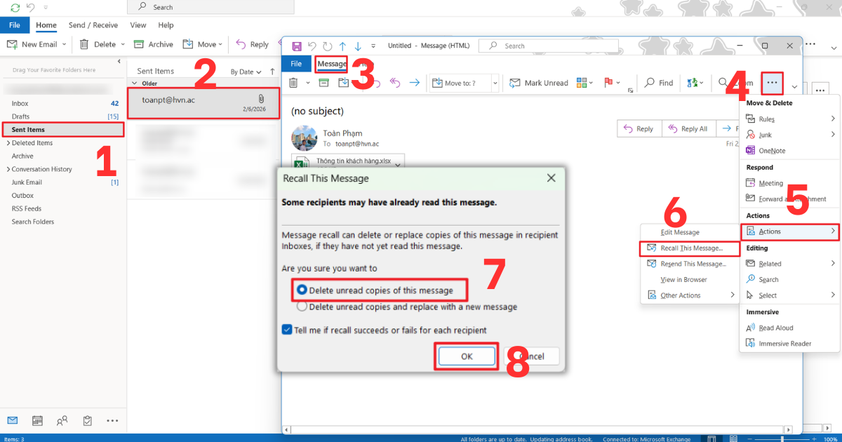 Cách recall email Outlookecall email outlook 3 Cách recall email Outlook