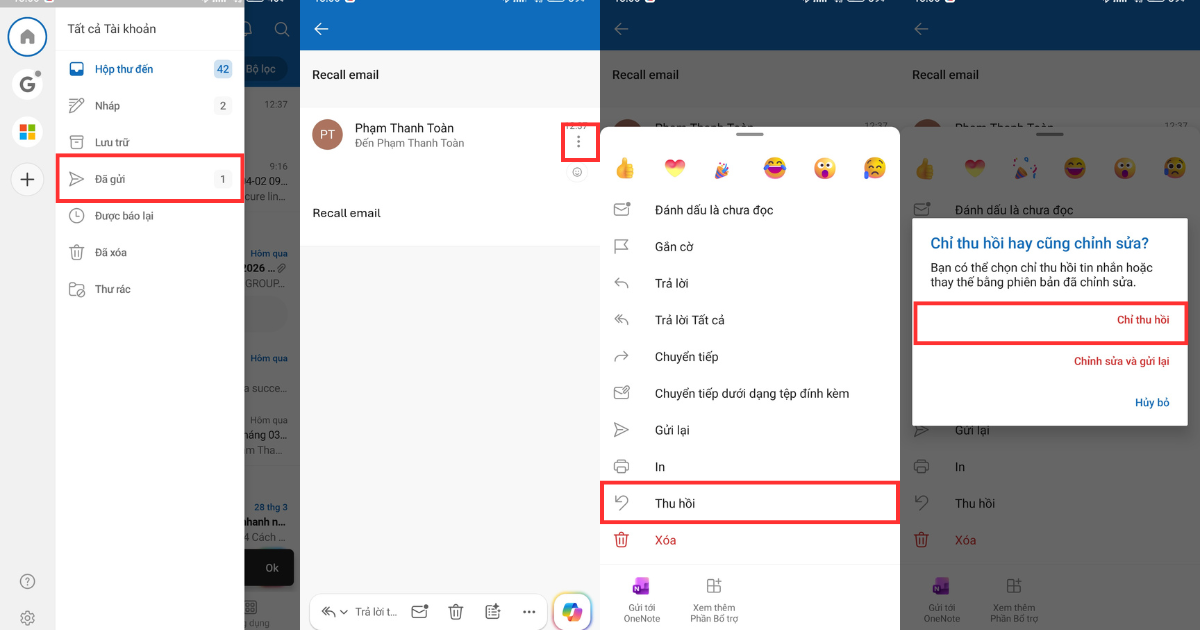 Cách recall email Outlook Cách recall email Outlook
