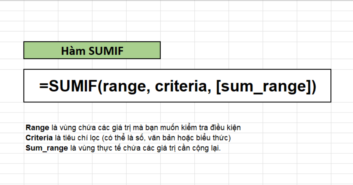 Cách tính tổng trong excel có điều kiện