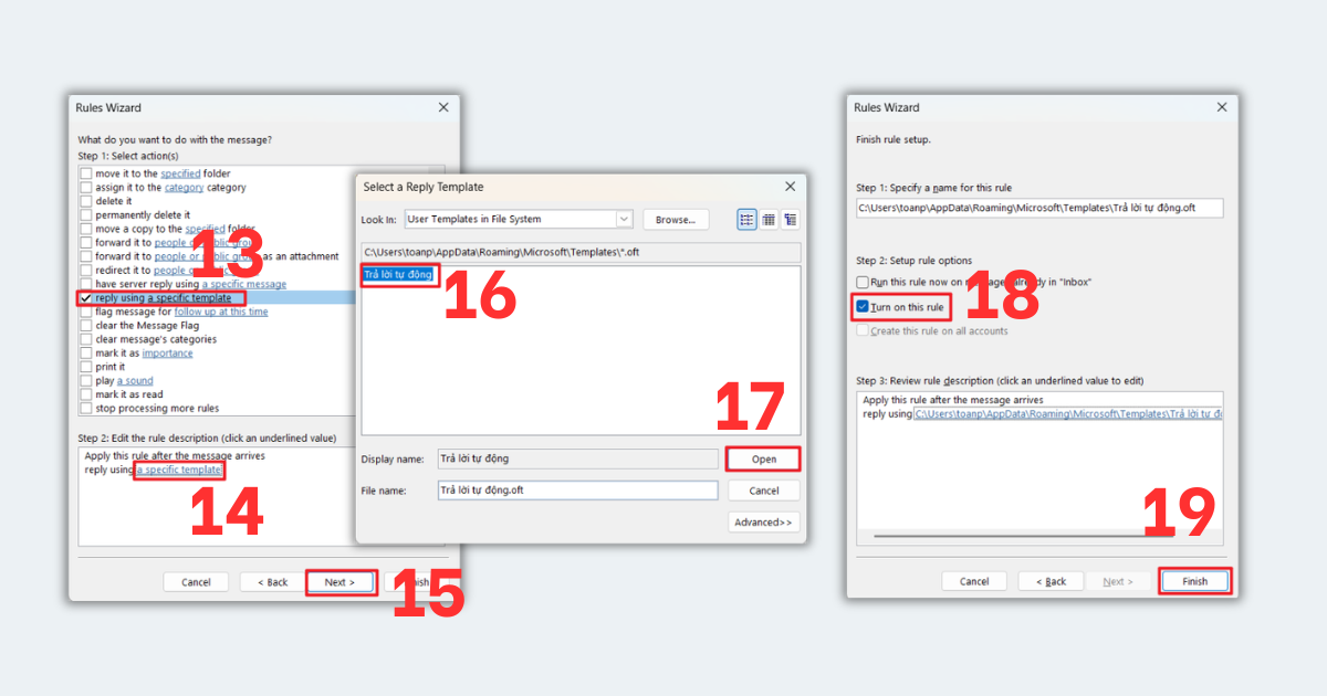 cài đặt mail tự động trả lời trong Outlook