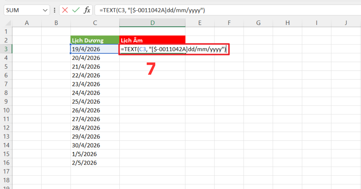 Đổi ngày dương sang âm trong Excel Đổi ngày dương sang âm trong Excel