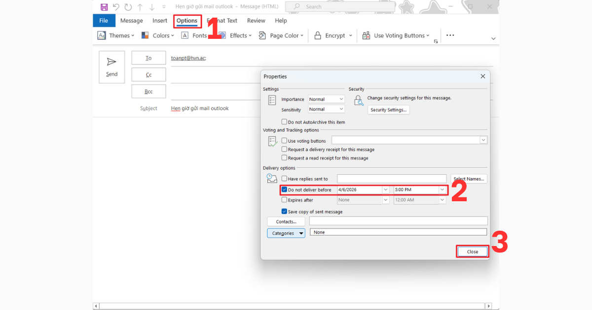 Hẹn giờ gửi mail outlook