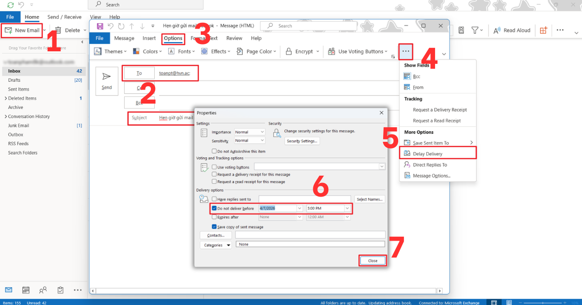Hẹn giờ gửi mail outlook