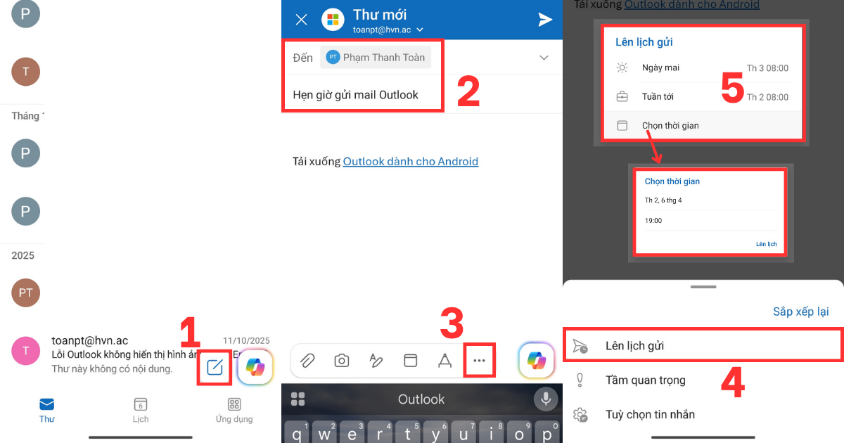 Hẹn giờ gửi mail outlook