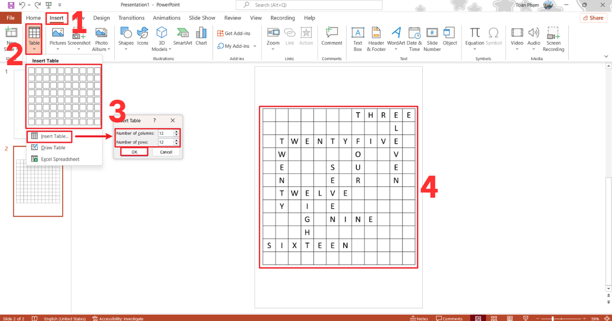 Trò chơi ô chữ PowerPoint