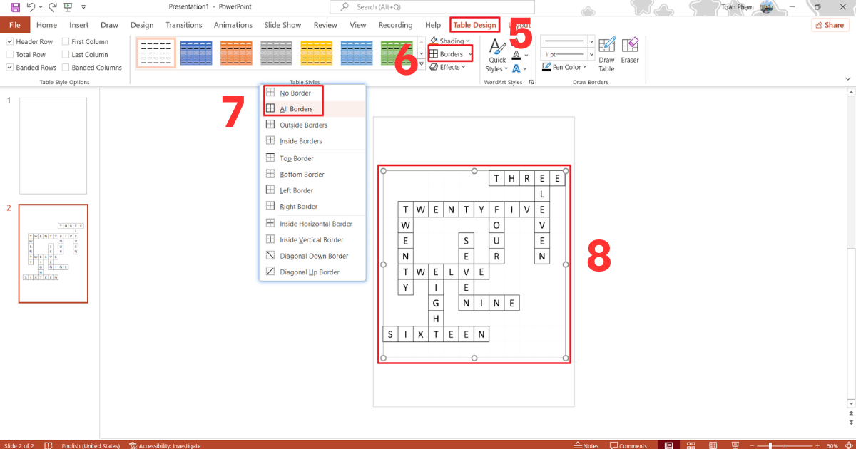 Trò chơi ô chữ PowerPoint