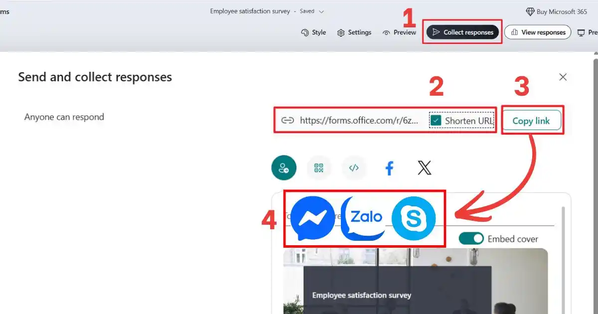 Cách chia sẻ Microsoft Forms