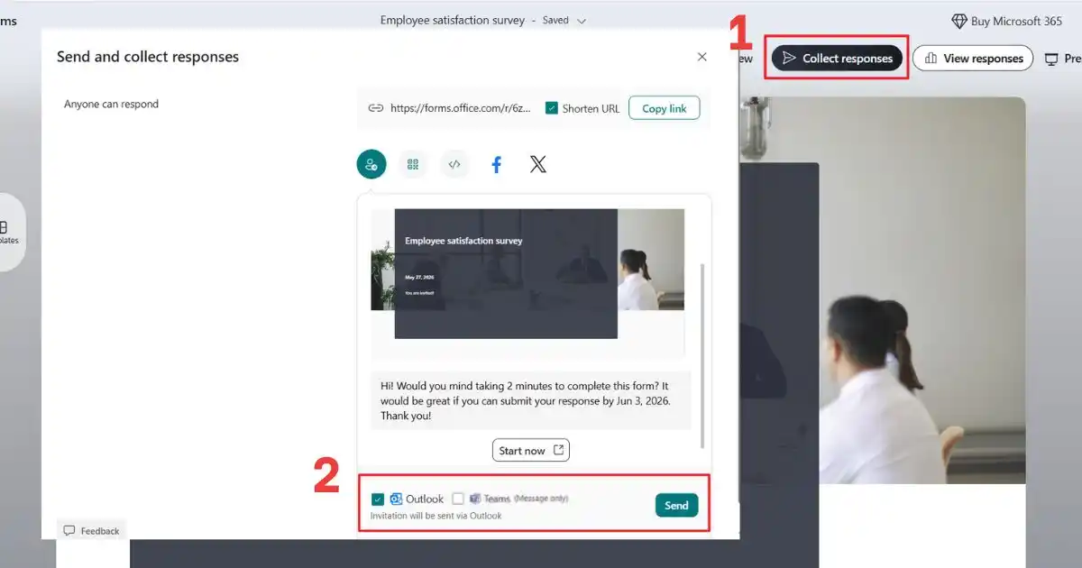 Cách chia sẻ Microsoft Forms