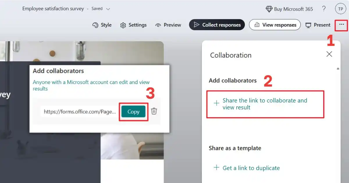 Cách chia sẻ Microsoft Forms