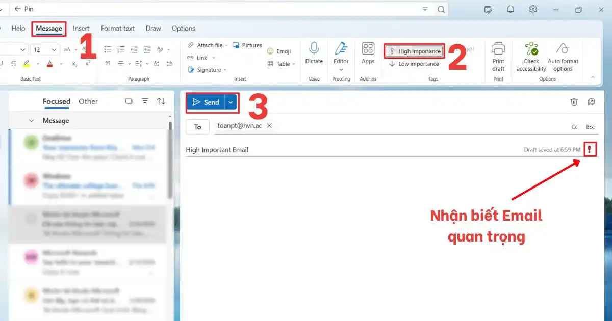 Cách ghim Email Outlook