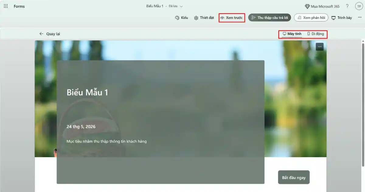 Cách tạo Microsoft Forms
