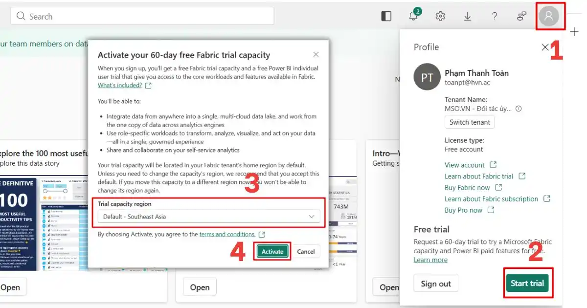 Đăng ký tài khoản Power BI