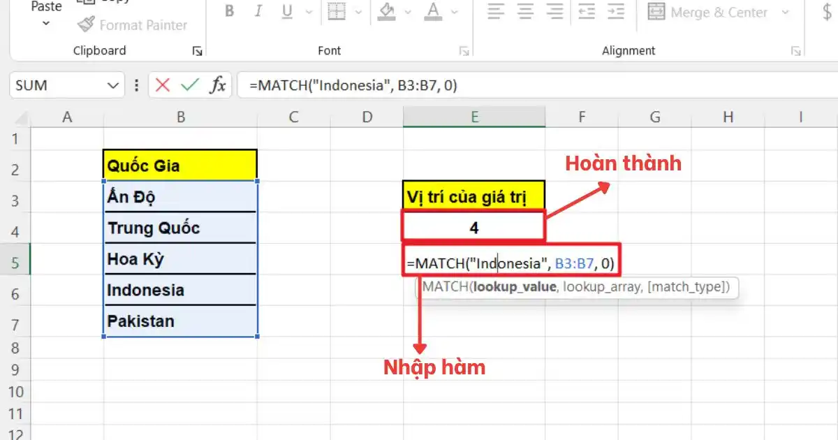 Hàm INDEX và MATCH trong Excel