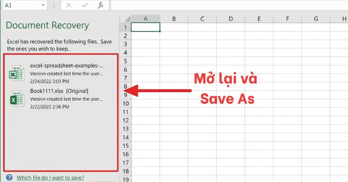 lấy lại file Excel chưa lưu
