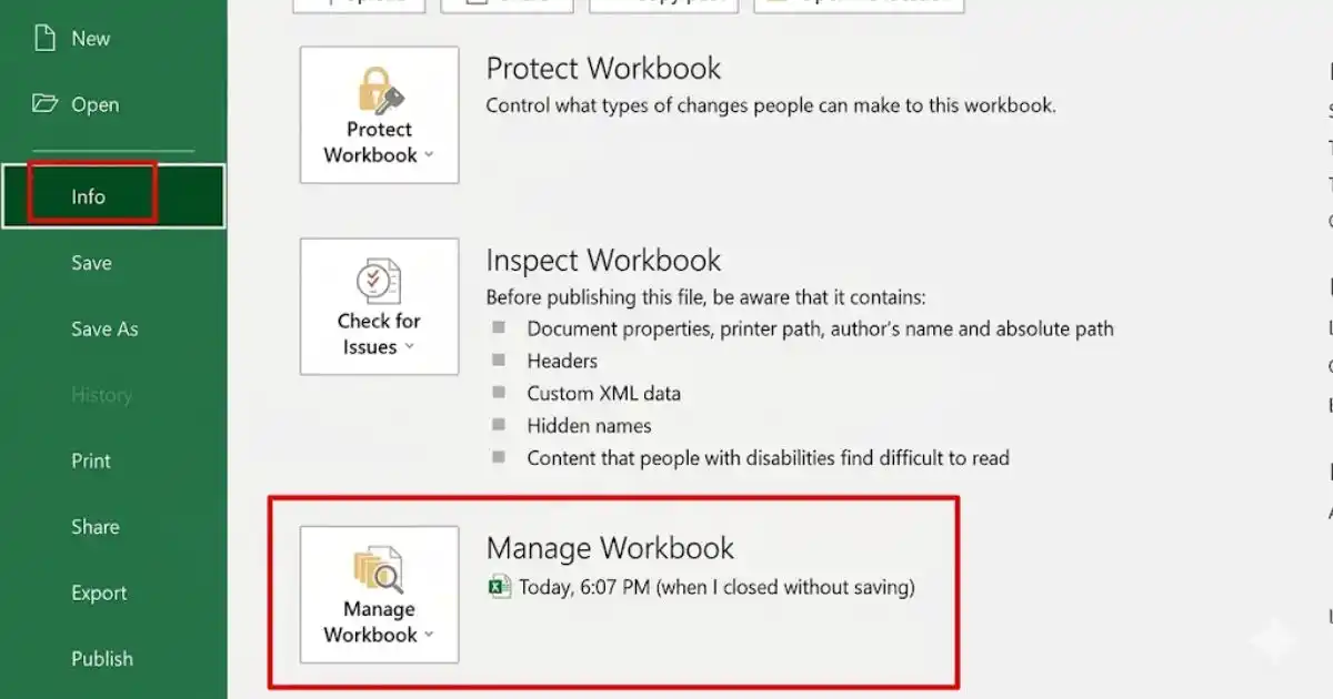 lấy lại file Excel chưa lưu