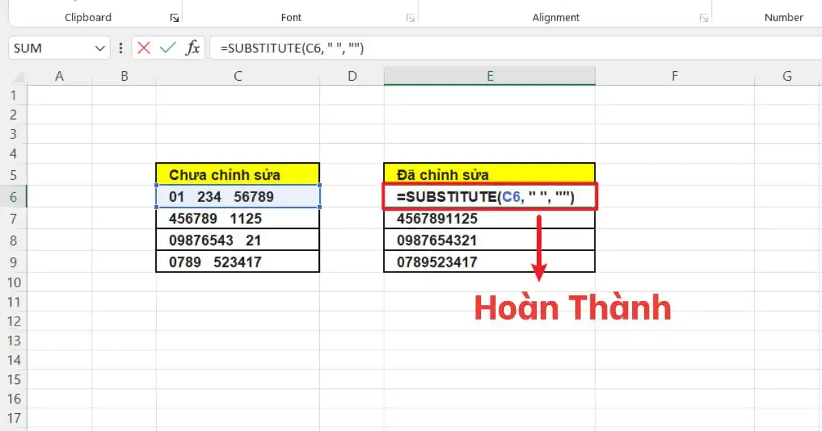 Xóa khoảng trắng trong Excel