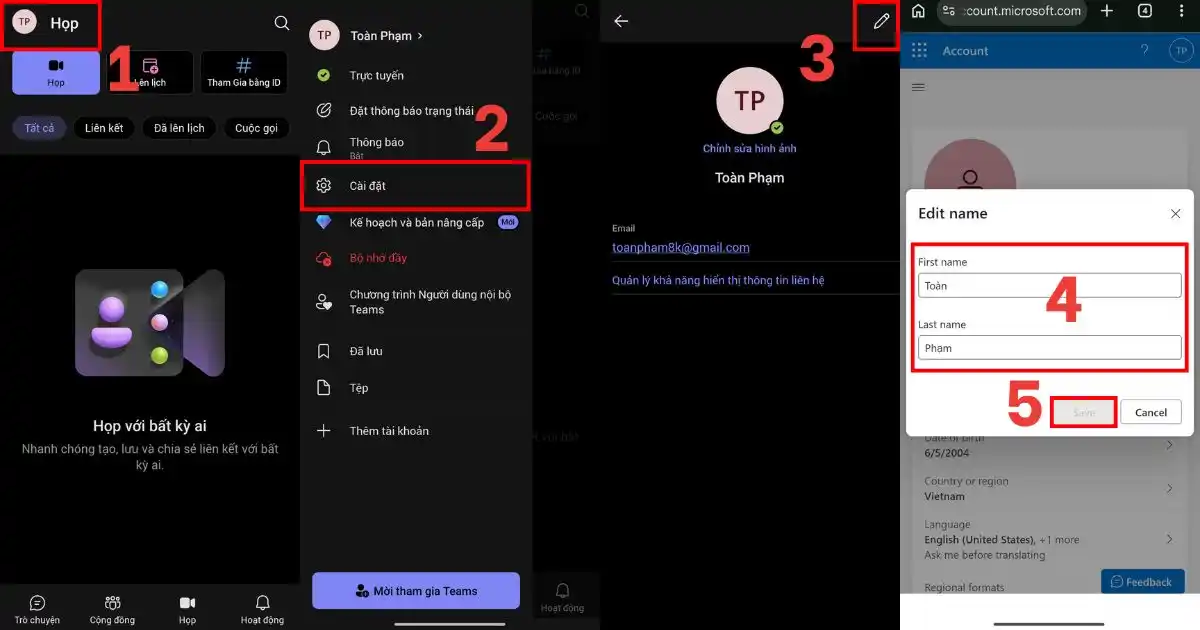 Cách đổi tên trên Microsoft Teams