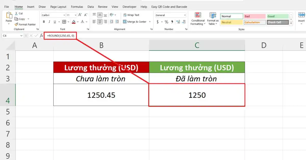 Cách sử dụng hàm ROUND