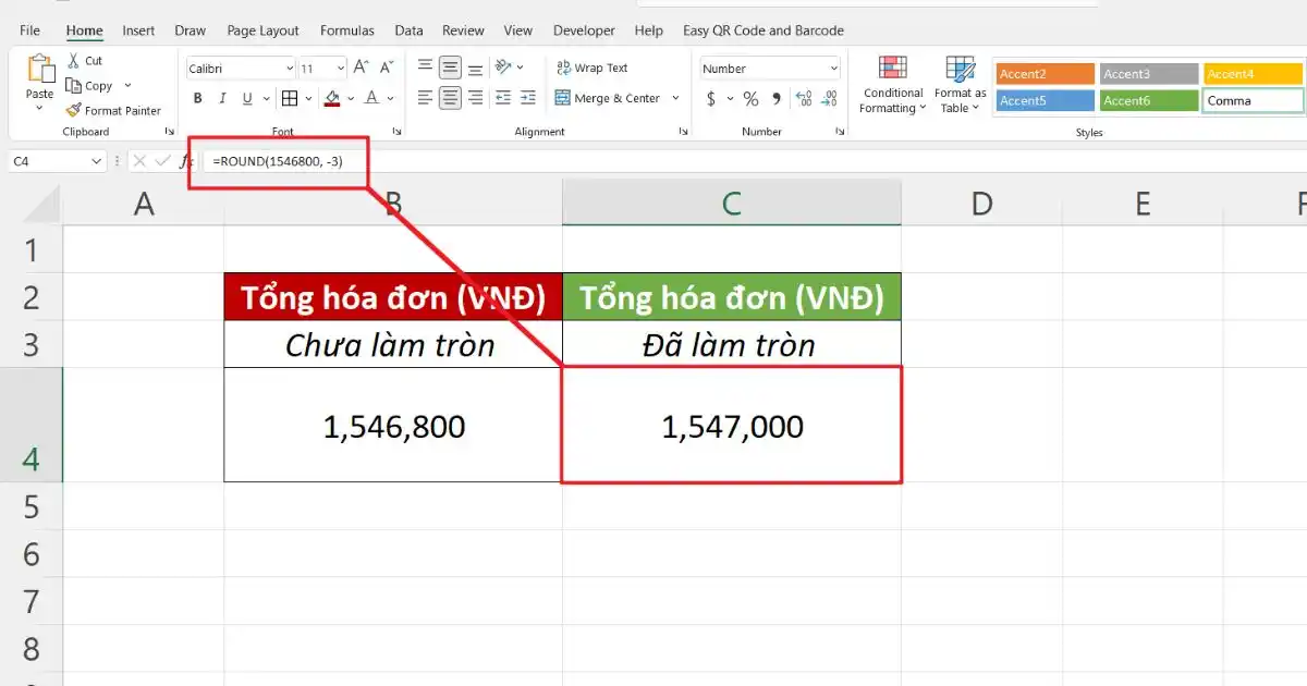 Cách sử dụng hàm ROUND