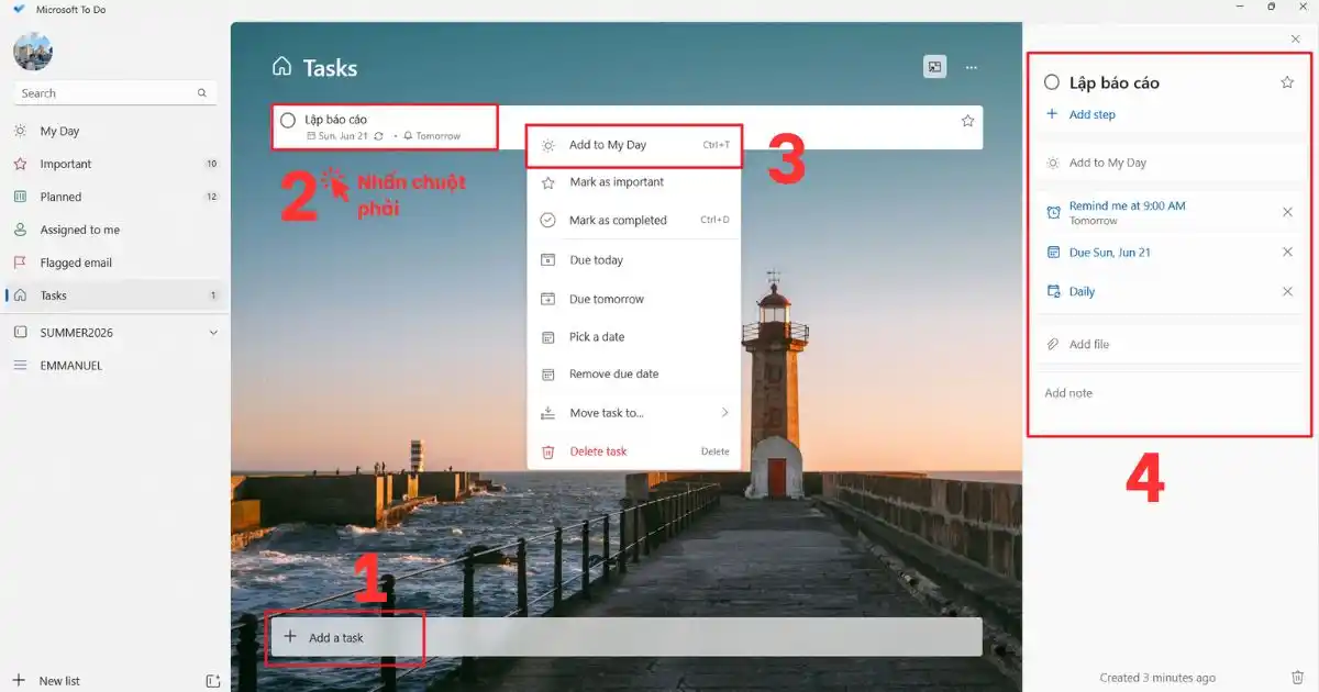 Hướng dẫn sử dụng cơ bản Microsoft To Do và Google Tasks