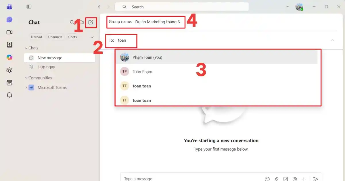 Tạo nhóm Chat trên Teams Tạo nhóm Chat trên Teams