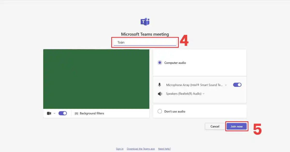 tham gia cuộc họp trên Microsoft Teams tham gia cuộc họp trên Microsoft Teams