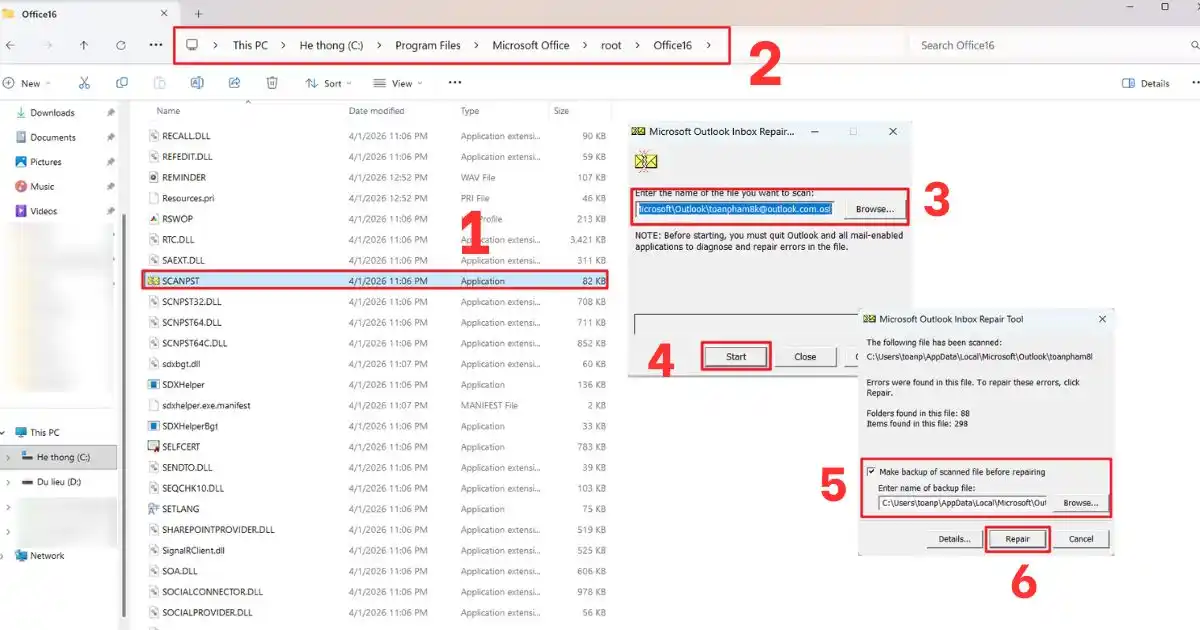 Cách sửa lỗi Cannot Start Microsoft Outlook