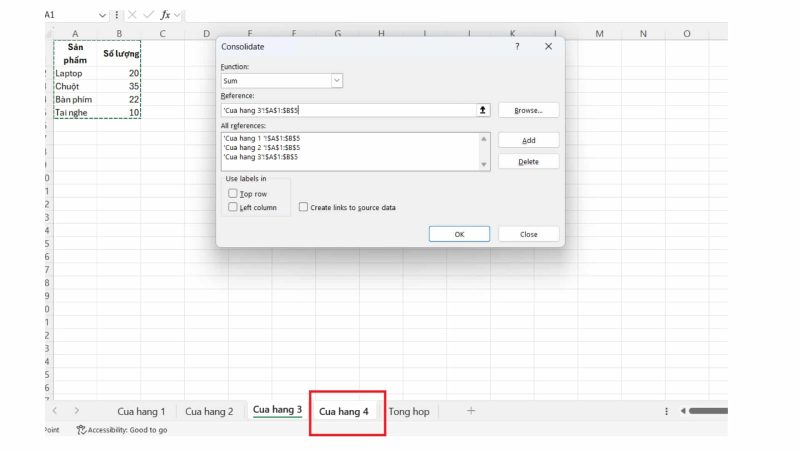 Chuan bi du lieu trong sheet mơi Thêm dữ liệu từ một sheet mới