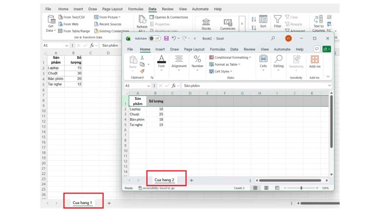 Mo 2 file Thêm dữ liệu từ một file Excel khác