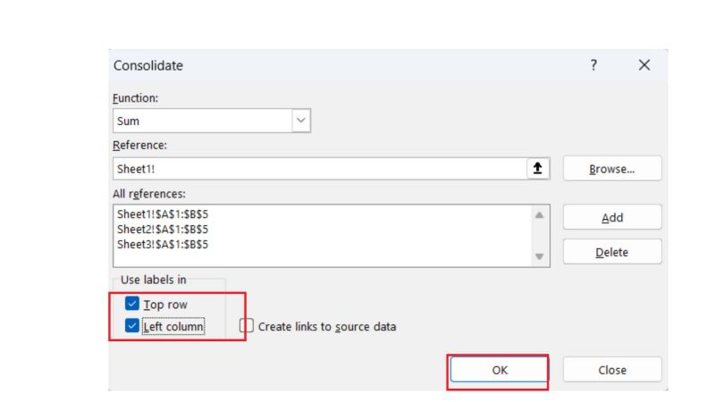 Thiet lap (2) Gộp dữ liệu trùng nhau trong Excel từ nhiều trang tính