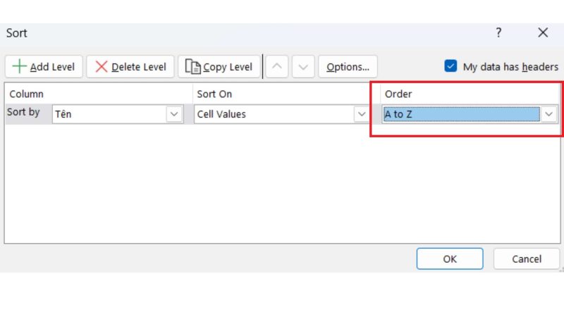 cac-loi-thuong-gap-khi-sap-xep-ten-trong-excel-va-cach-khac-phuc Dữ liệu bị đảo thứ tự do chọn nhầm Z to A thay vì A to Z