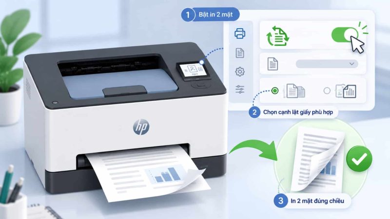 Cách in 2 mặt không bị ngược trên máy HP