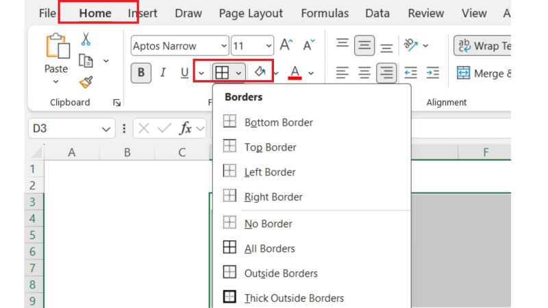 huong-dan-cach-tao-duong-luoi-trong-excel Cách tạo dòng kẻ mờ trong Excel bằng Borders